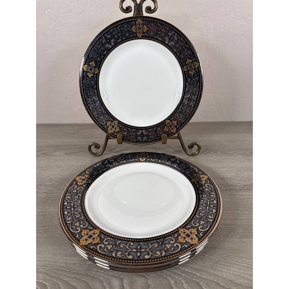 Lenox Vintage Jewel Salad Plates Set of 4 Fine Bone China Platinum Trim 8.25"